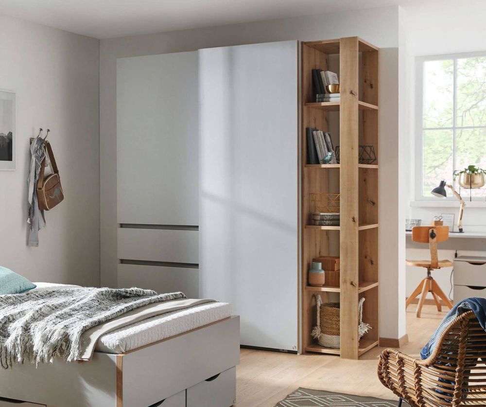 Rauch Lias Silk Grey 2 Door Sliding Wardrobe with Drawers(W151cm)