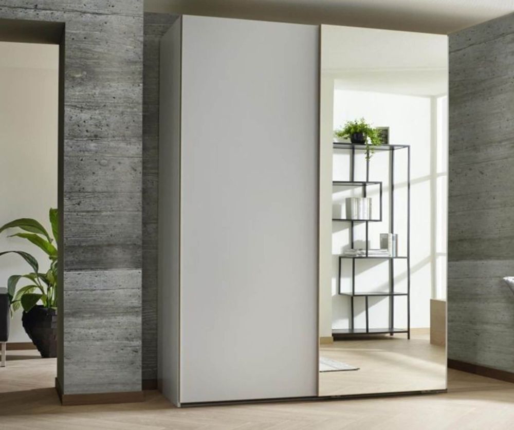 Rauch Lias Silk Grey 2 Sliding Door 1 Mirror Wardrobe(W201cm)