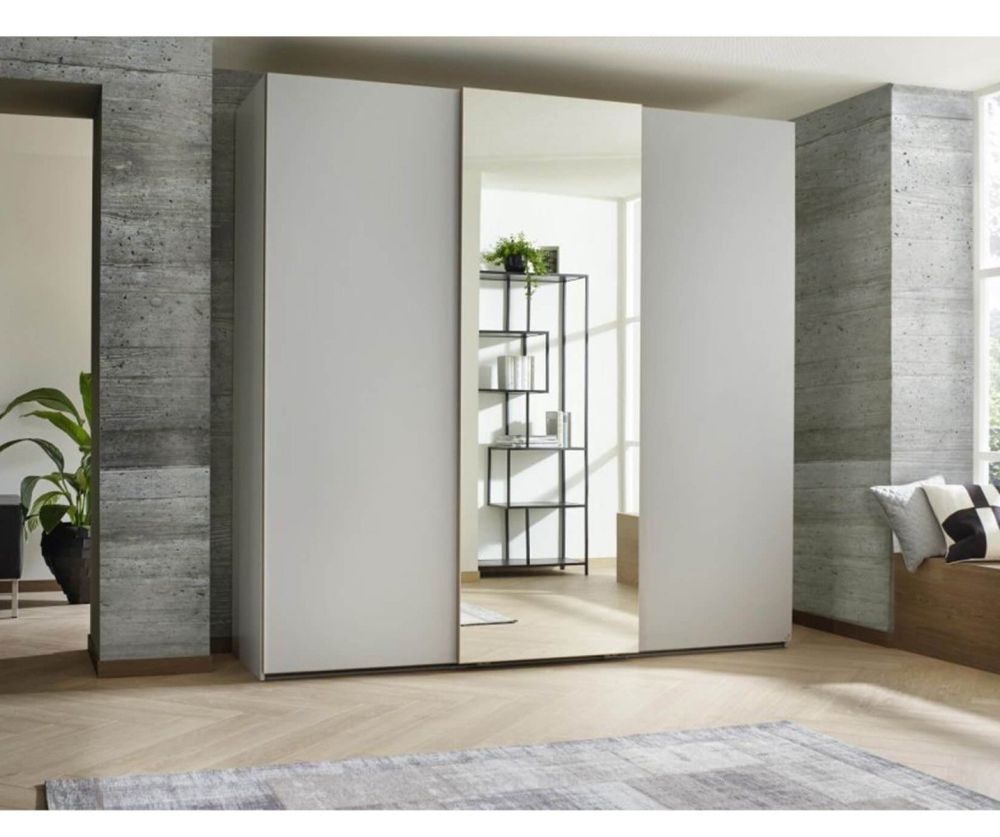Rauch Lias Silk Grey 3 Sliding Door 1 Mirror Wardrobe(W226cm)