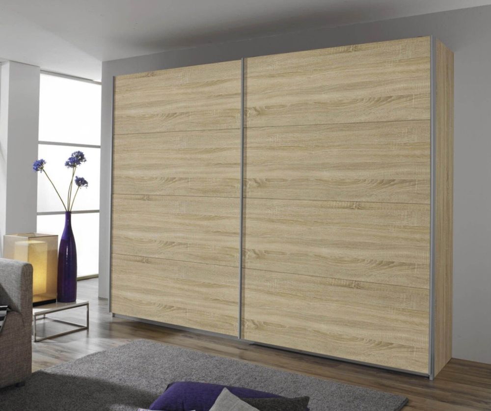 Rauch Quadra 2 Door Sliding Wardrobe with Chrome Colour Handle Strips(W181cm)