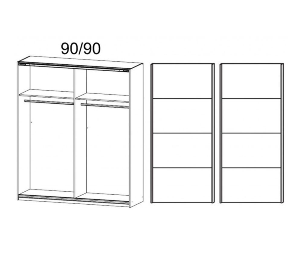 Rauch Quadra 2 Door Sliding Wardrobe with Carcase Colour Handle Strips(W181cm)