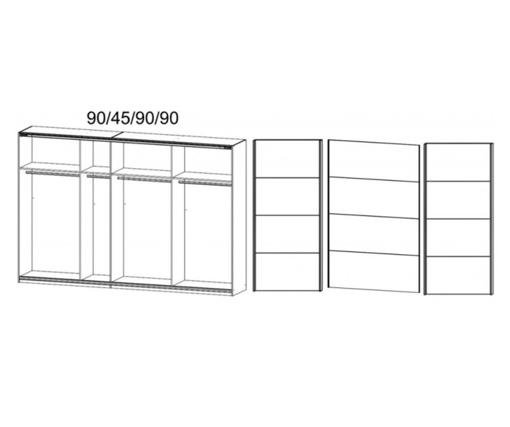 Rauch Quadra 3 Door Sliding Wardrobe with Carcase Colour Handle Strips(W315cm)