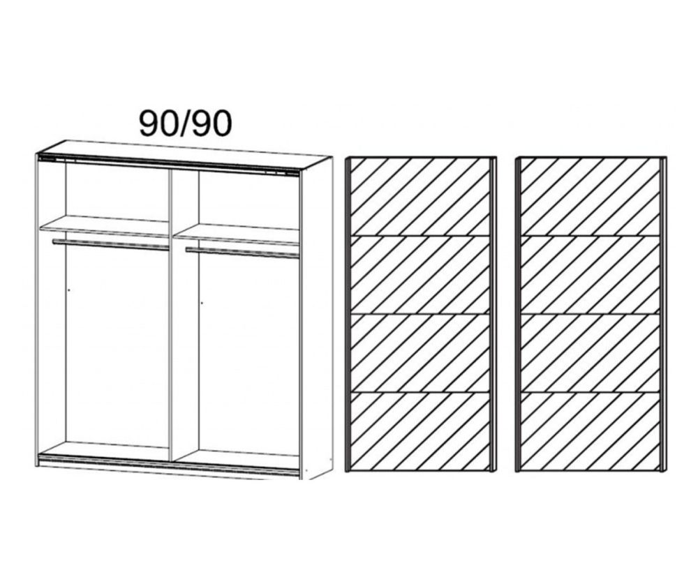 Rauch Quadra 2 Mirror Door Sliding Wardrobe with Aluminum Colour Handle Strips(W181cm)
