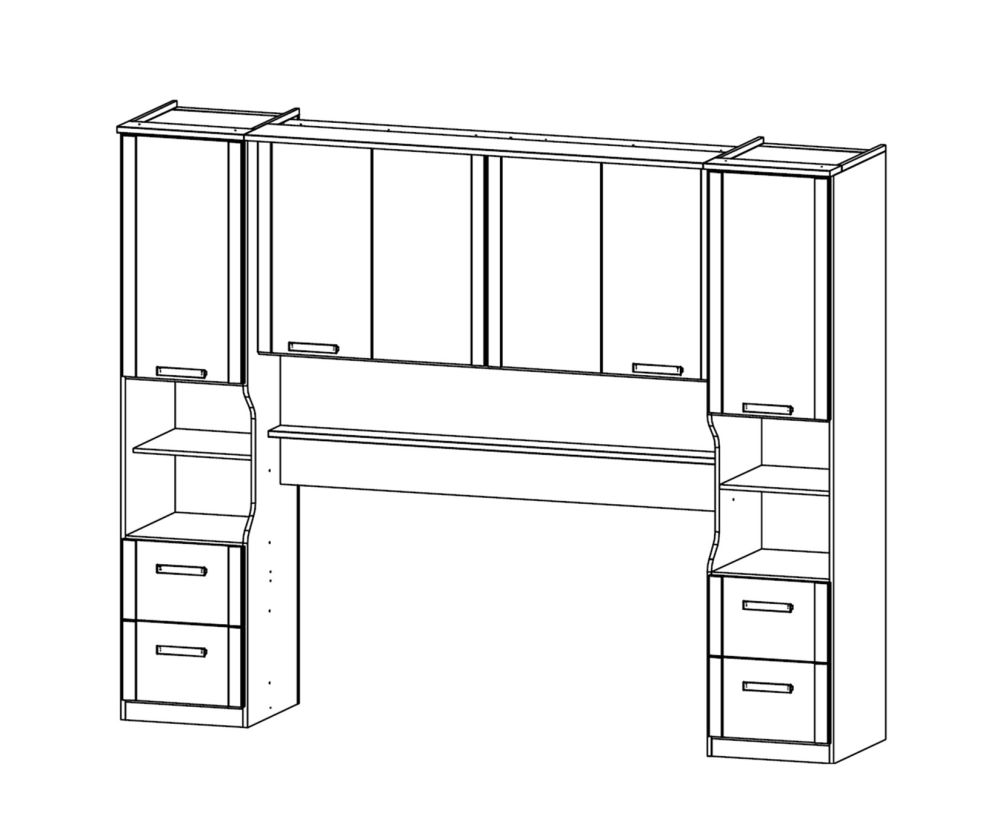 Rauch Rivera Sonoma Oak Overbed for Beds with Wall Panel and Book Storage (W 160cm x 200cm)