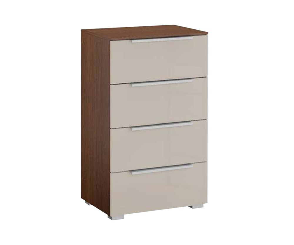 Rauch Zenaya Silk Grey Carcase with White High Gloss Front 4 Drawer Chest