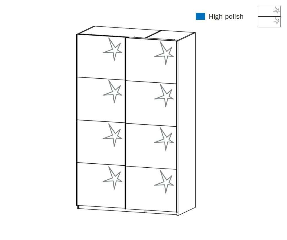 Rauch Zenaya Alpine White and White High Gloss Front 2 Sliding Door Wardrobe (W181cm)