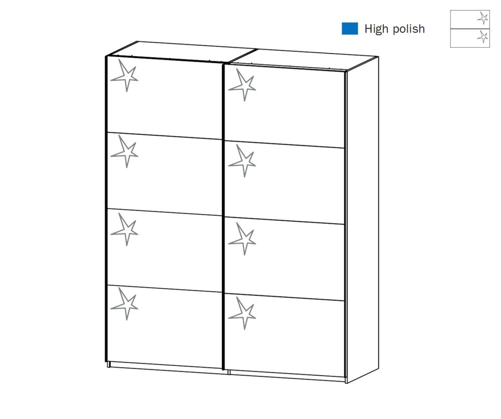 Rauch Zenaya Silk Grey and White High Gloss Front 2 Sliding Door Wardrobe (W137cm)