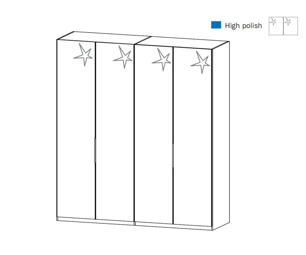 Rauch Zenaya Graphite and White High Gloss Front 4 Door Wardrobe