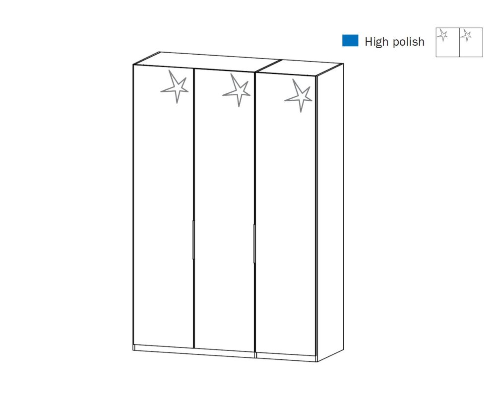 Rauch Zenaya Graphite and White High Gloss Front 3 Door Wardrobe