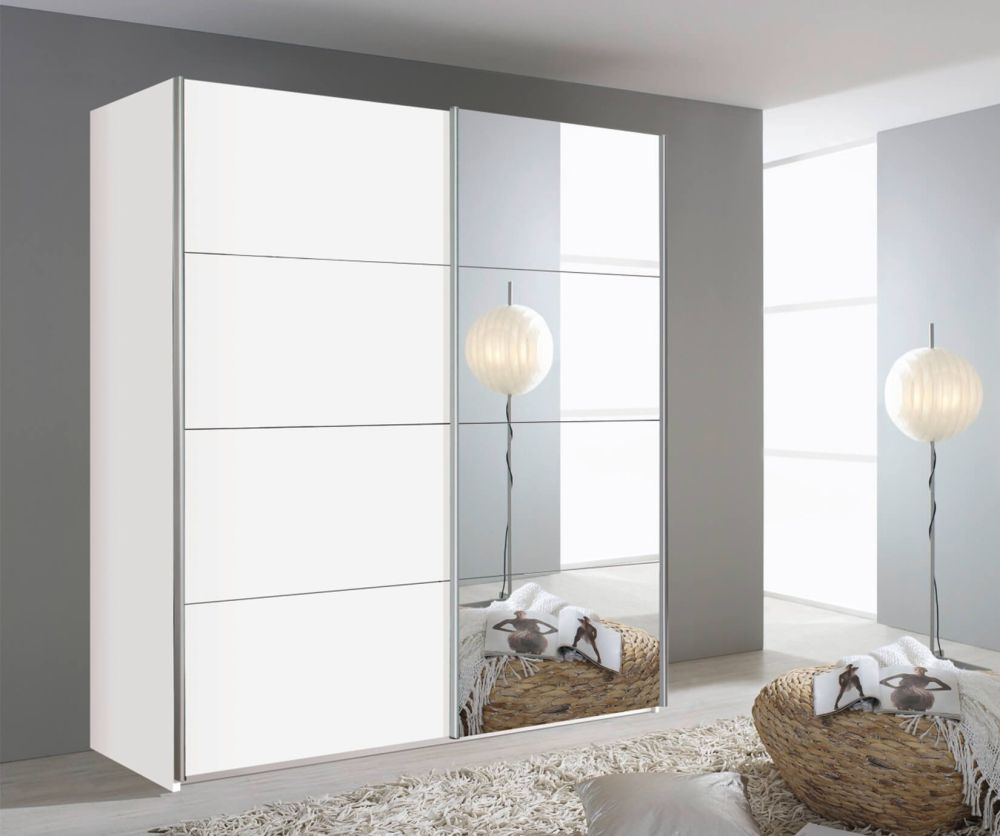 Rauch Zenaya Alpine White Wide 2 Sliding Door 1 Mirror Wardrobe (W226cm)