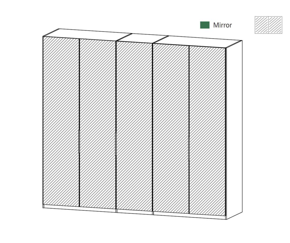 Rauch Zenaya Graphite 5 Mirror Door Wardrobe