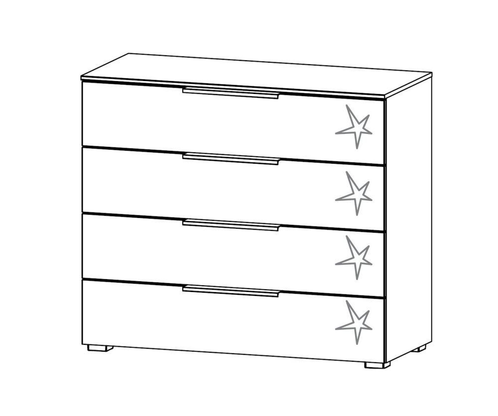 Rauch Zenaya Graphite Carcase with White High Gloss Front Wide 4 Drawer Chest (W80cm)