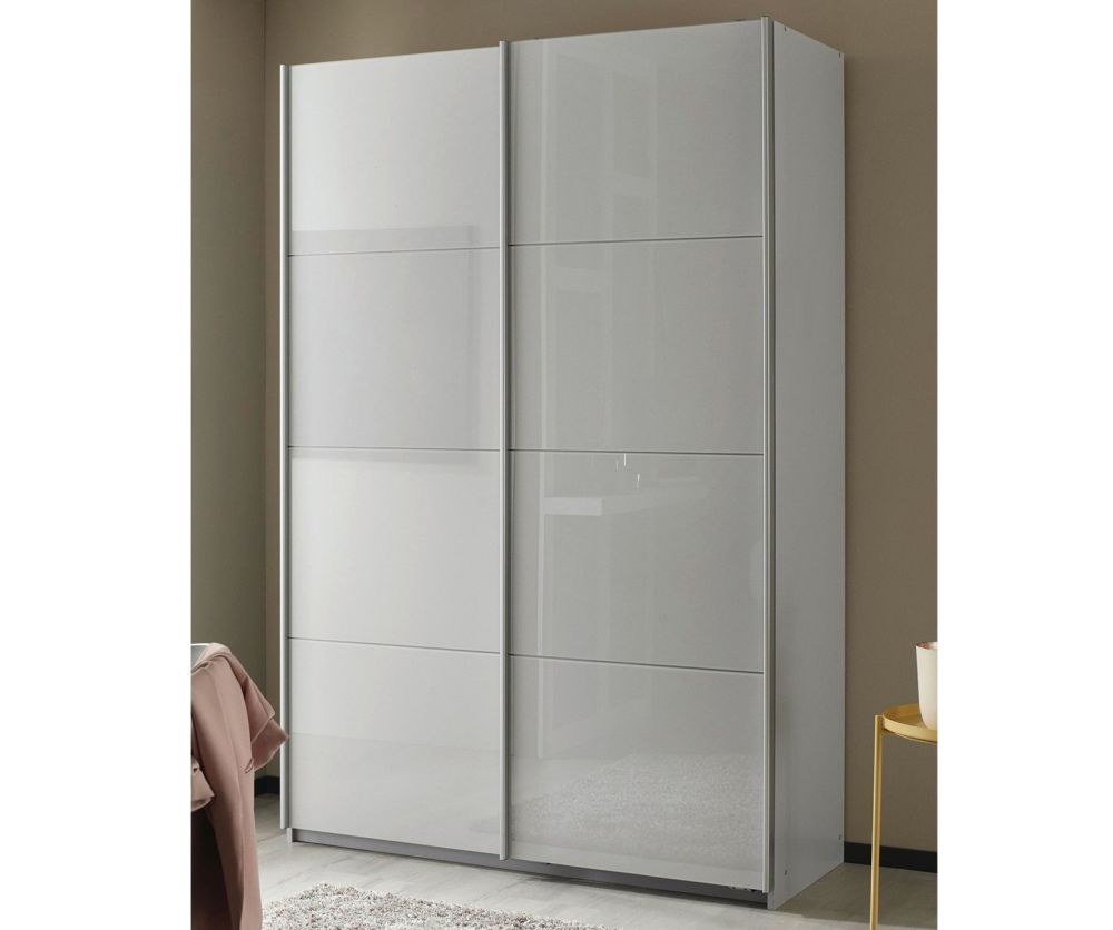 Rauch Zenaya Silk Grey and White High Gloss Front 2 Sliding Door Wardrobe (W181cm)