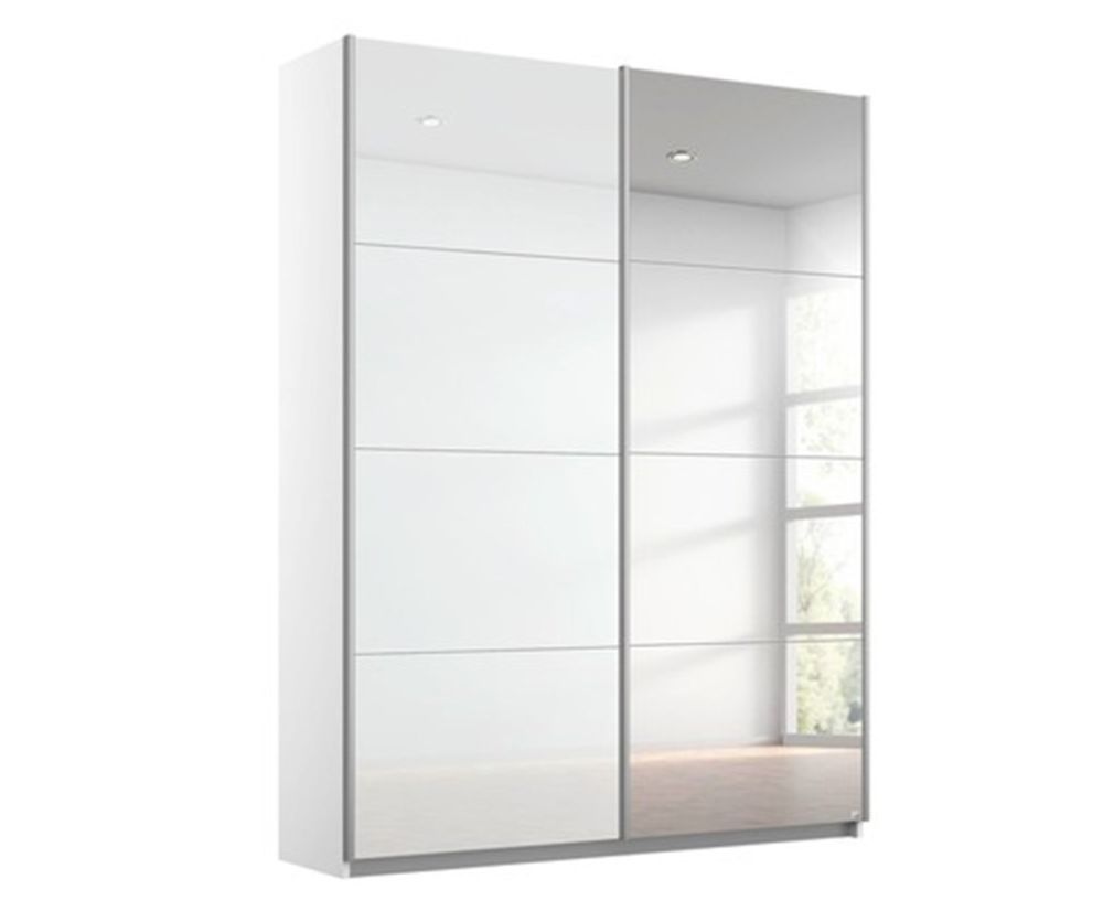 Rauch Zenaya Graphite and White High Gloss Front 2 Sliding Door 1 Mirror Wardrobe (W181cm)