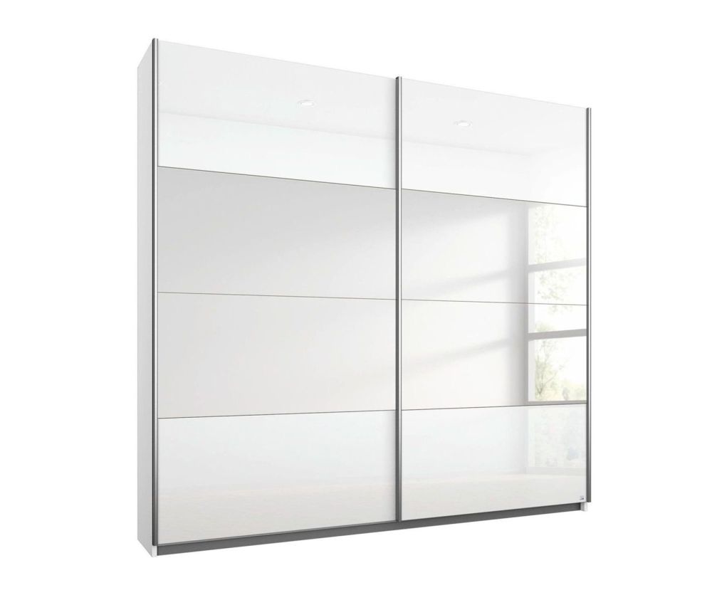 Rauch Zenaya Alpine White and White High Gloss Front 2 Sliding Door 1 Mirror Wardrobe (W137cm)