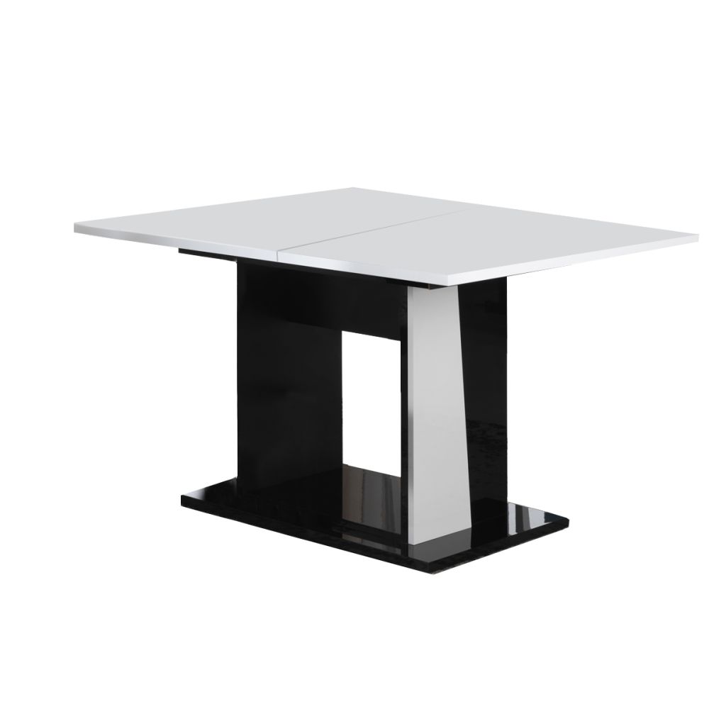 Ben Company Elisa White and Black Italian Extension Dining Table Only