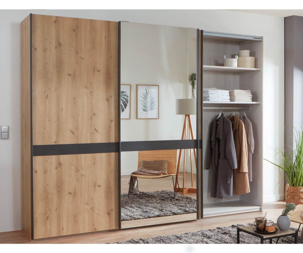 Wiemann Rialto 3 Door 1 Center Mirrored Sliding Door Wardrobe – W280cm