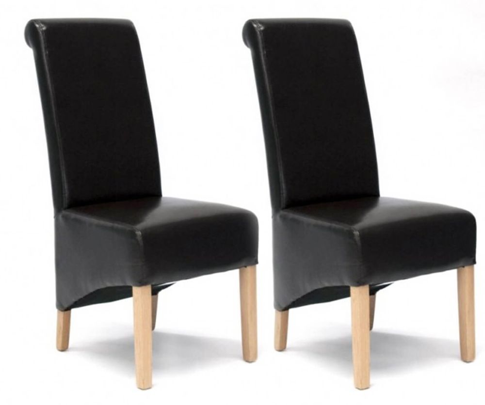 Homestyle GB Richmond Brown Bonded Leather Dining Chair in Pair