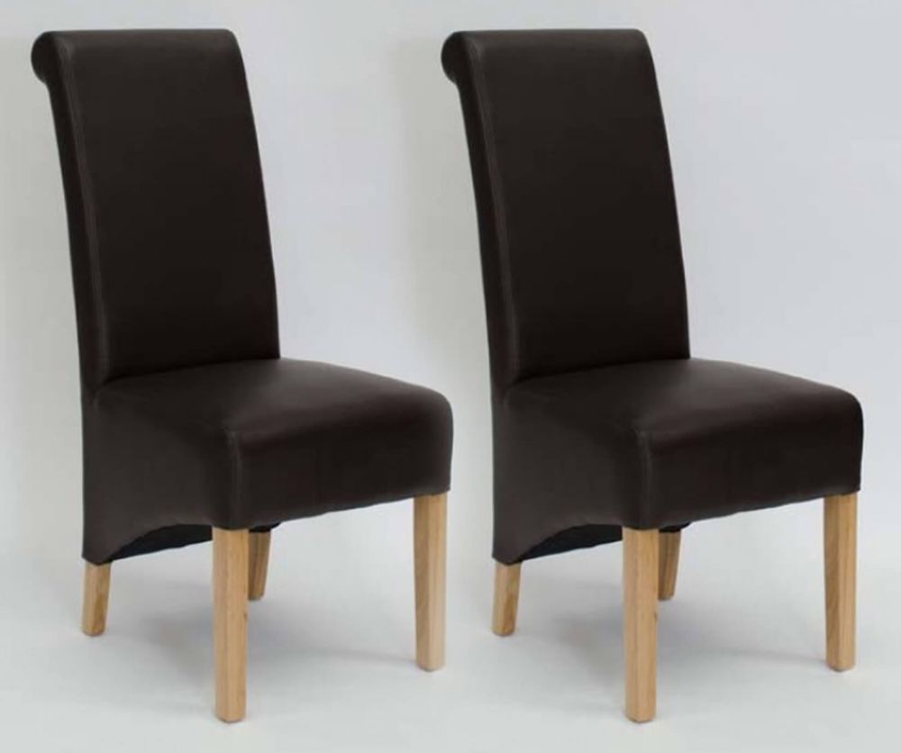 Homestyle GB Richmond Coco Matt Bonded Leather Dining Chair in Pair
