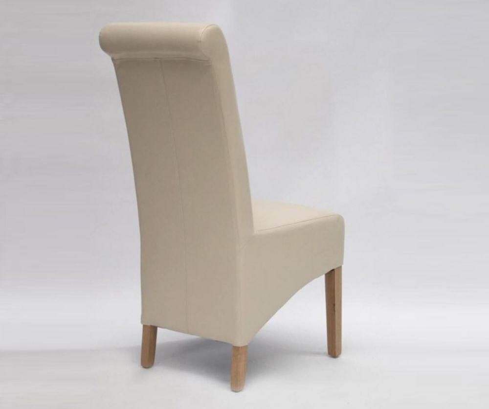 Homestyle GB Richmond Ivory Bonded Leather Dining Chair in Pair