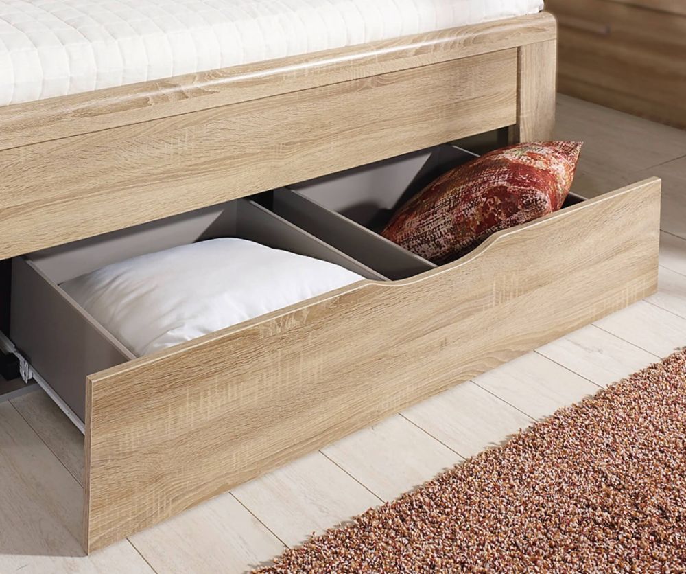 Rauch Rivera Sonoma Oak 4ft6in Double Bed with Plinth Drawers (140x190cm)
