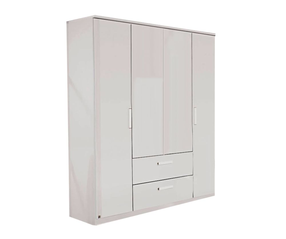 Rauch Rivera Alpine White 4 Door 2 Drawer Combi Wardrobe with Cornice (W181cm)