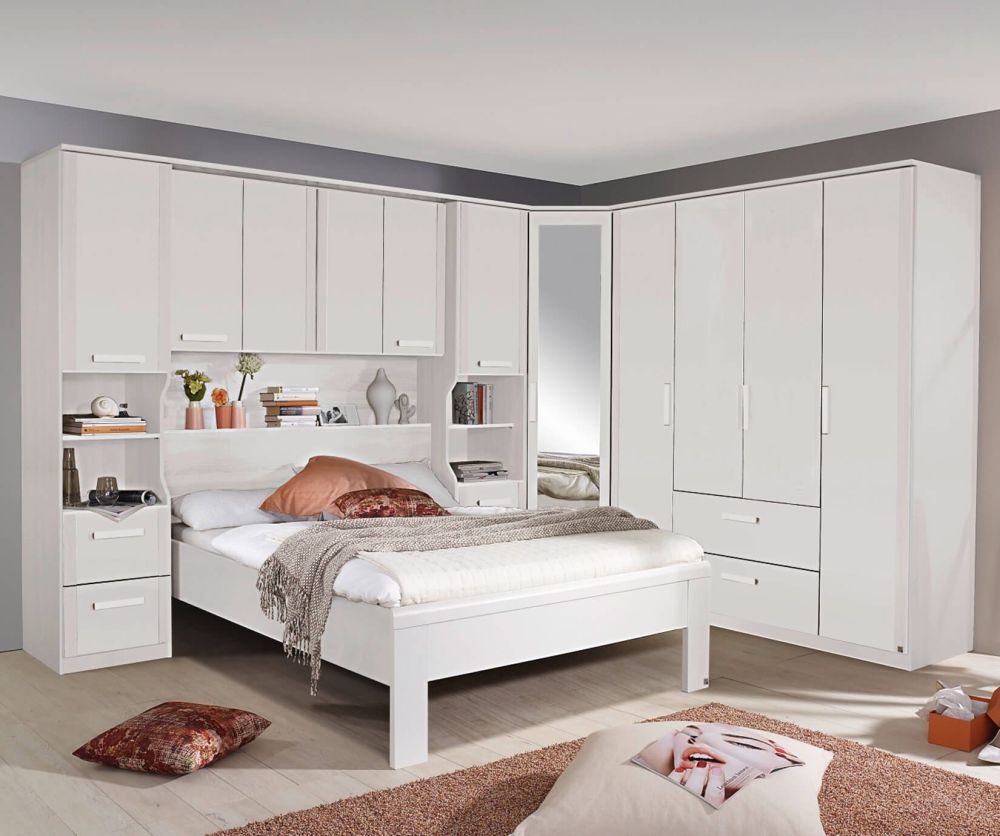 Rauch Rivera Alpine White 4 Door 2 Drawer Combi Wardrobe with Cornice (W181cm)