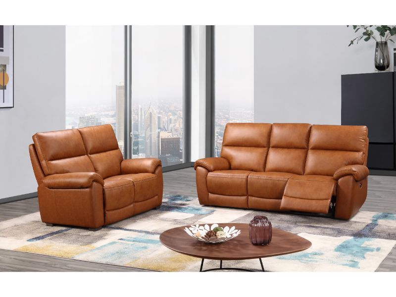 Furniture Link Rocco Tan Leather 3 Seater Sofa