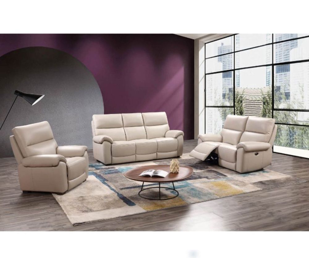 Furniture Link Rocco Chalk Leather Power Recliner 3+2+1 Sofa Set 