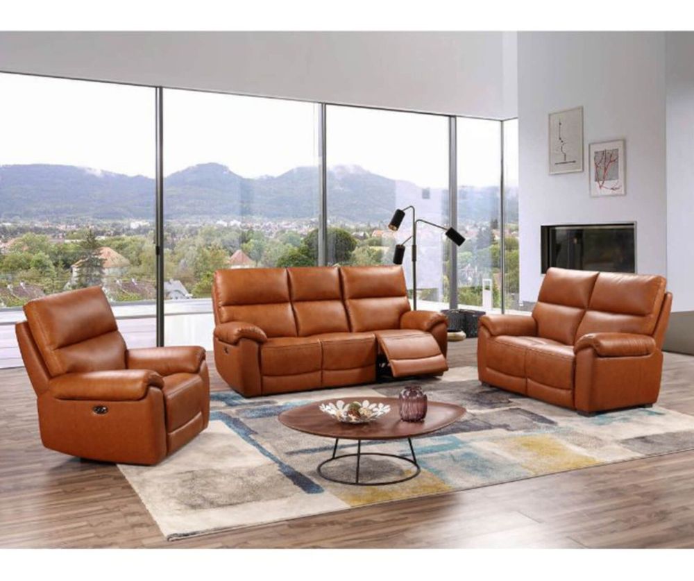 Furniture Link Rocco Tan Leather Power Recliner 3+2+1 Sofa Set 