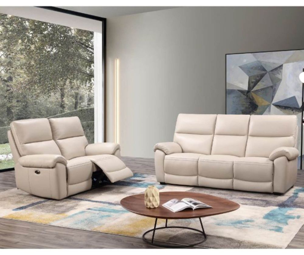 Furniture Link Rocco Chalk Leather Power Recliner 2 Seater Sofa