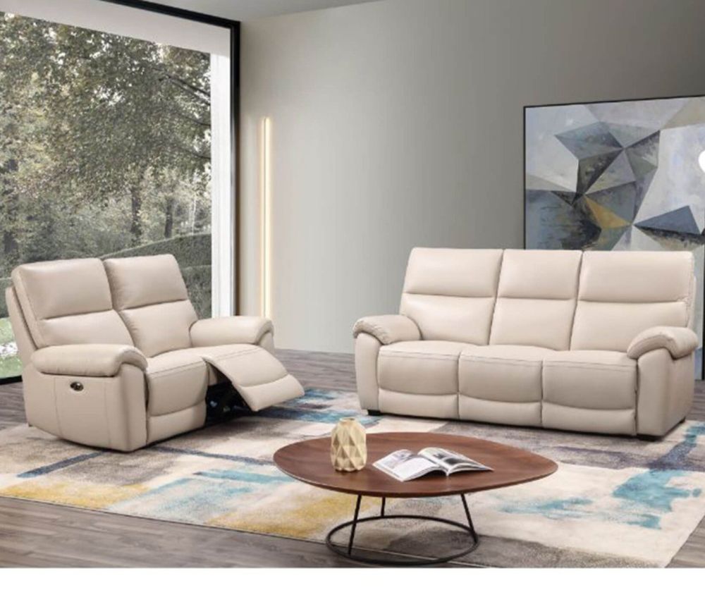Furniture Link Rocco Chalk Leather Power Recliner 3+2 Sofa Set 