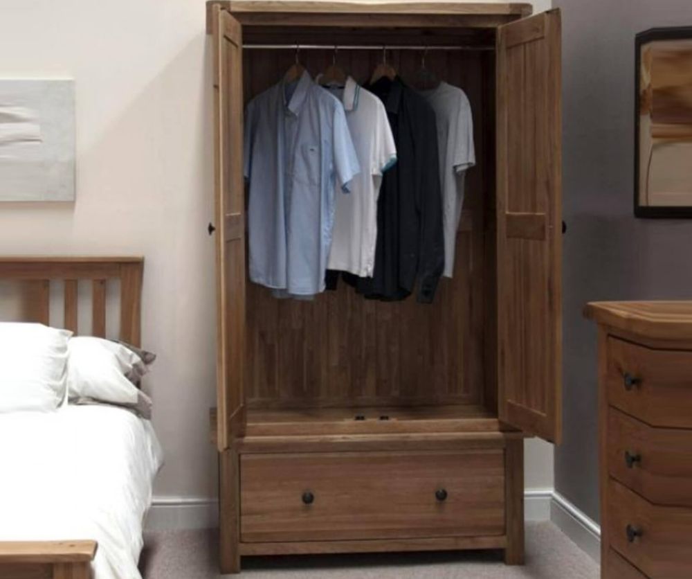 Homestyle GB Rustic Oak 2 Door Combi Wardrobe