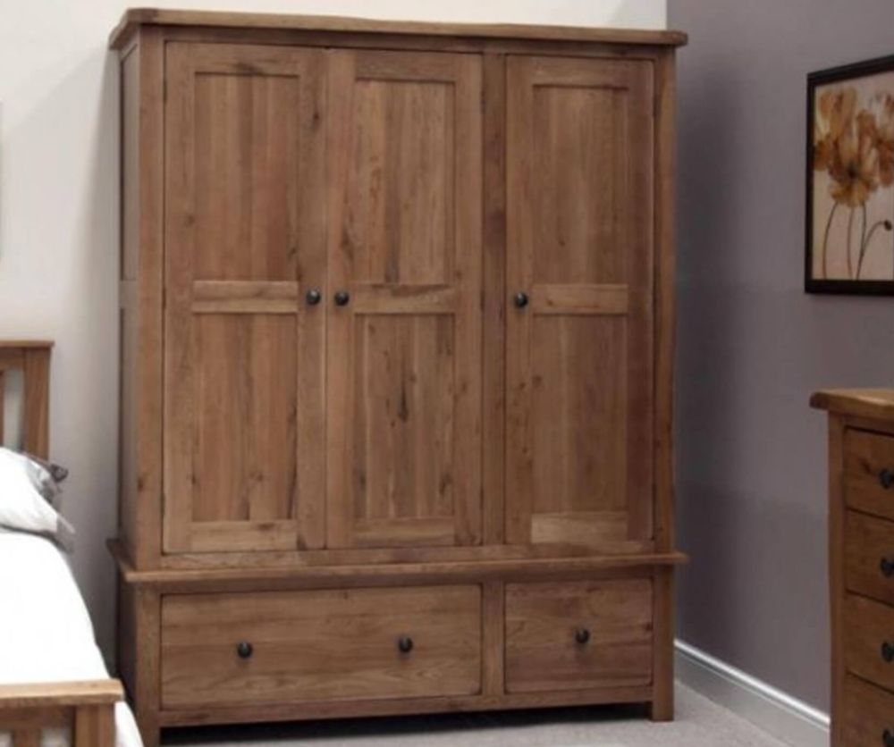 Homestyle GB Rustic Oak 3 Door Wardrobe