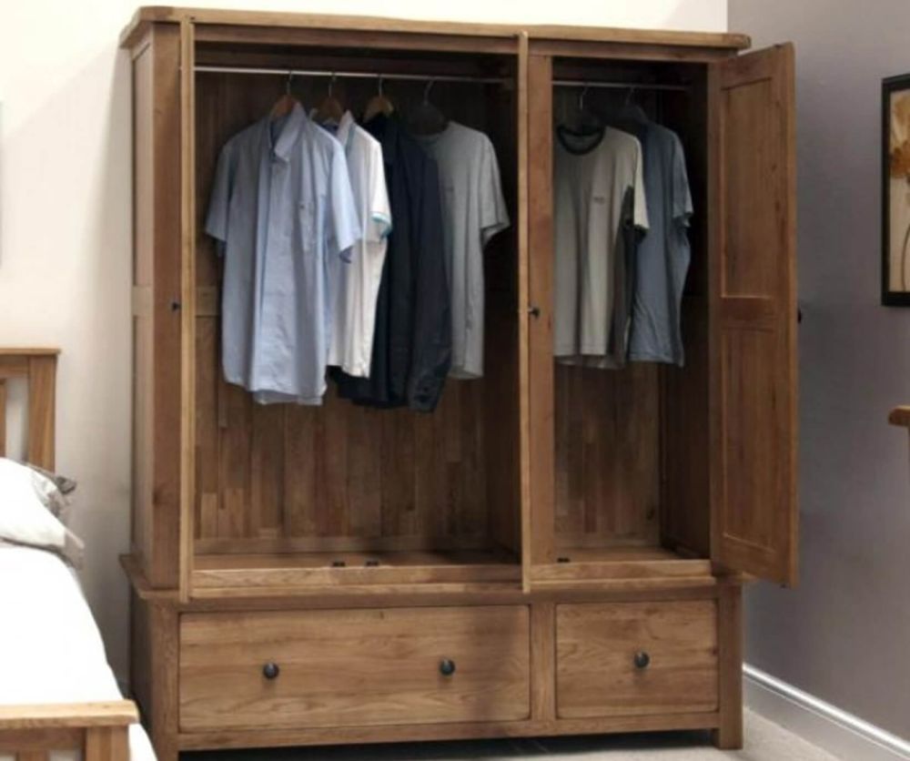 Homestyle GB Rustic Oak 3 Door Wardrobe