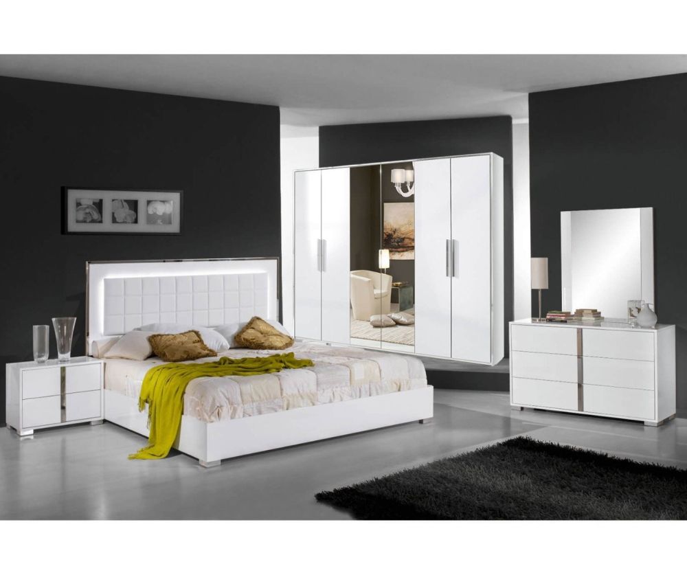 H2O Design San Marino White Italian 6 Door Wardrobe