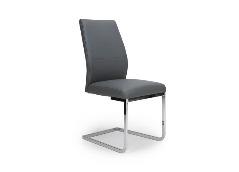 Furniture Link Seattle Grey Faux Leather Dining Chair in Pair