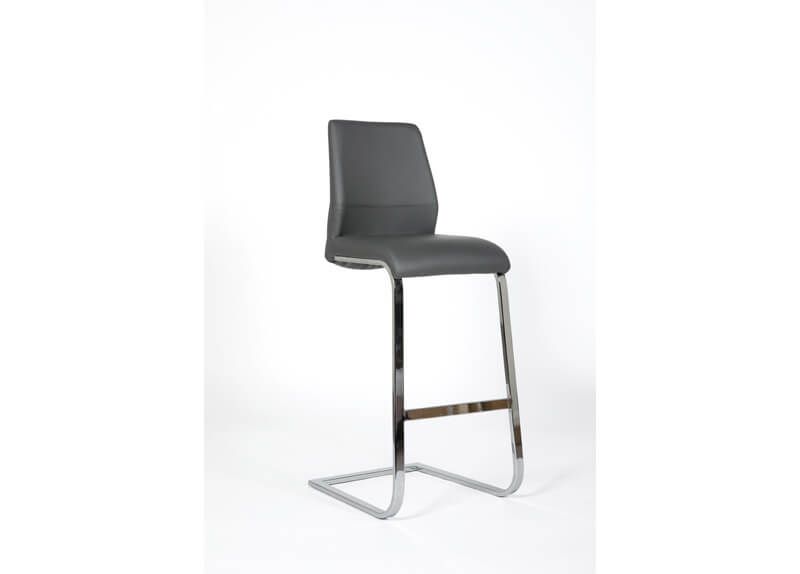 Furniture Link Seattle Grey Faux Leather Dining Stool in Pair