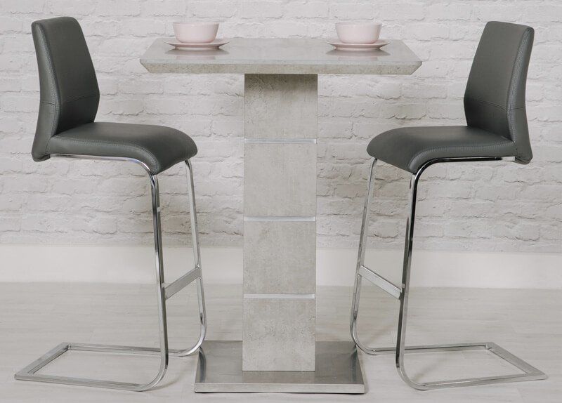 Furniture Link Seattle Grey Faux Leather Dining Stool in Pair