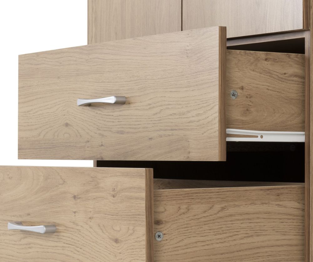 Seconique Furniture Charles 2 Door 2 Drawer Wardrobe – Oak and Walnut Effect