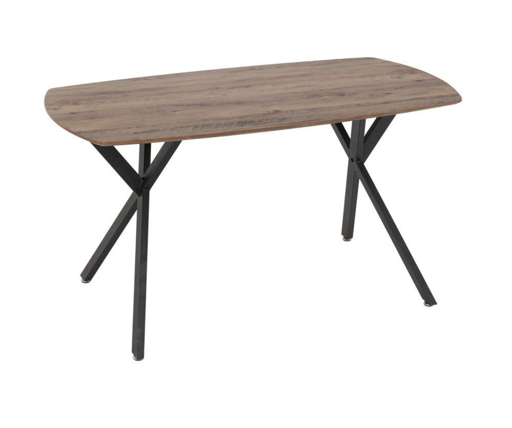 Seconique Furniture Athens Medium Oak Effect Rectangular Dining Set with Avery Chairs – Black & Sapphire Blue Velvet