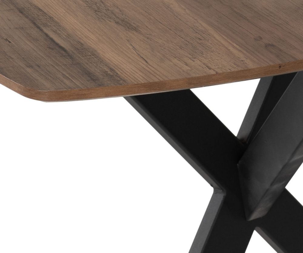 Seconique Furniture Athens Medium Oak Effect Rectangular Dining Set with Avery Chairs – Black & Sapphire Blue Velvet