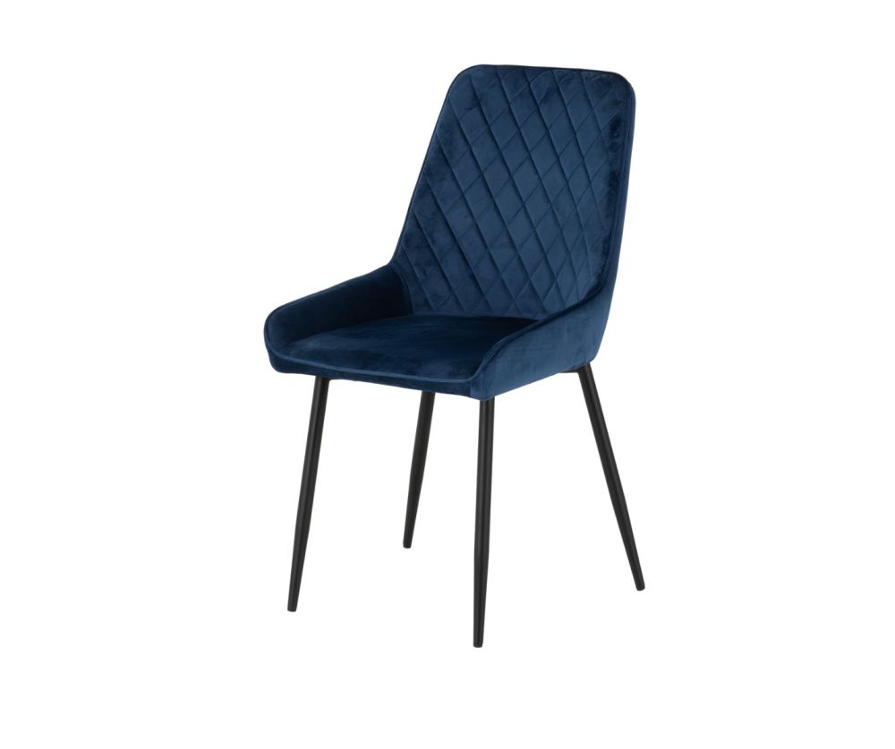 Seconique Furniture Athens Medium Oak Effect Rectangular Dining Set with Avery Chairs – Black & Sapphire Blue Velvet