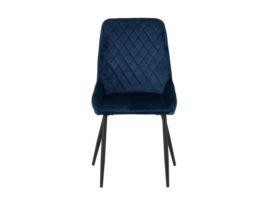 Seconique Furniture Athens Medium Oak Effect Rectangular Dining Set with Avery Chairs – Black & Sapphire Blue Velvet