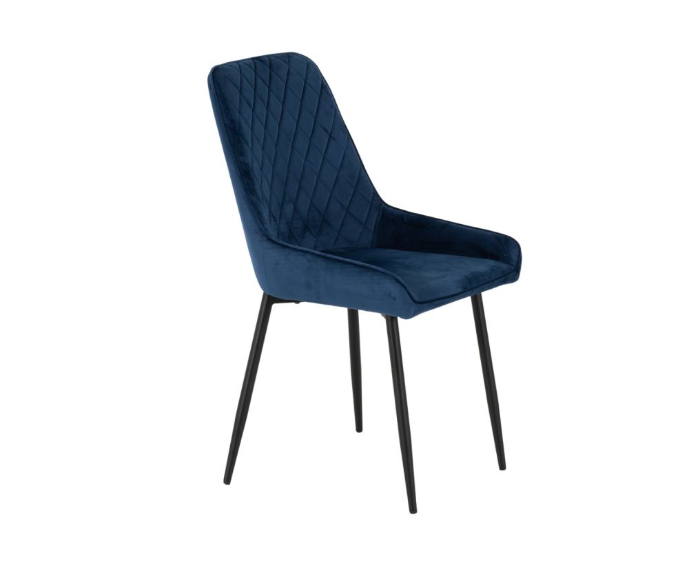 Seconique Furniture Athens Medium Oak Effect Rectangular Dining Set with Avery Chairs – Black & Sapphire Blue Velvet