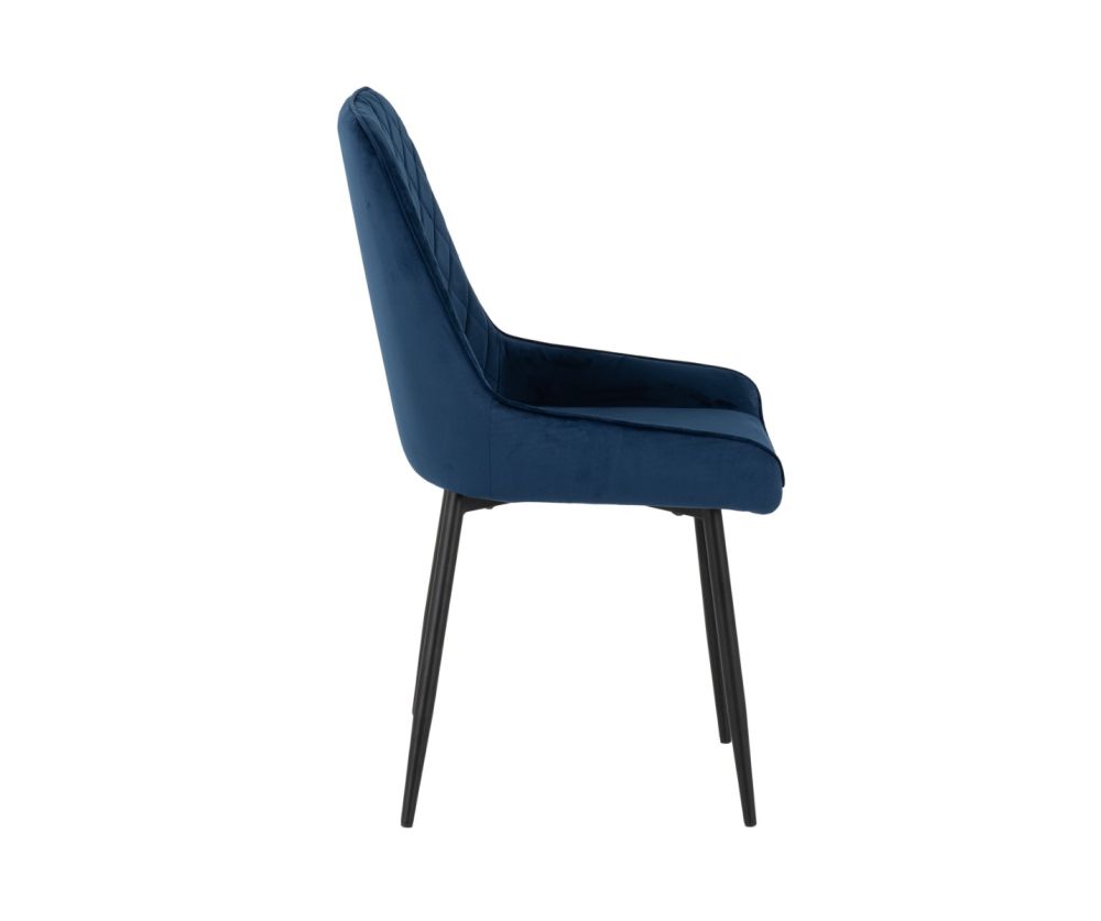 Seconique Furniture Athens Medium Oak Effect Rectangular Dining Set with Avery Chairs – Black & Sapphire Blue Velvet