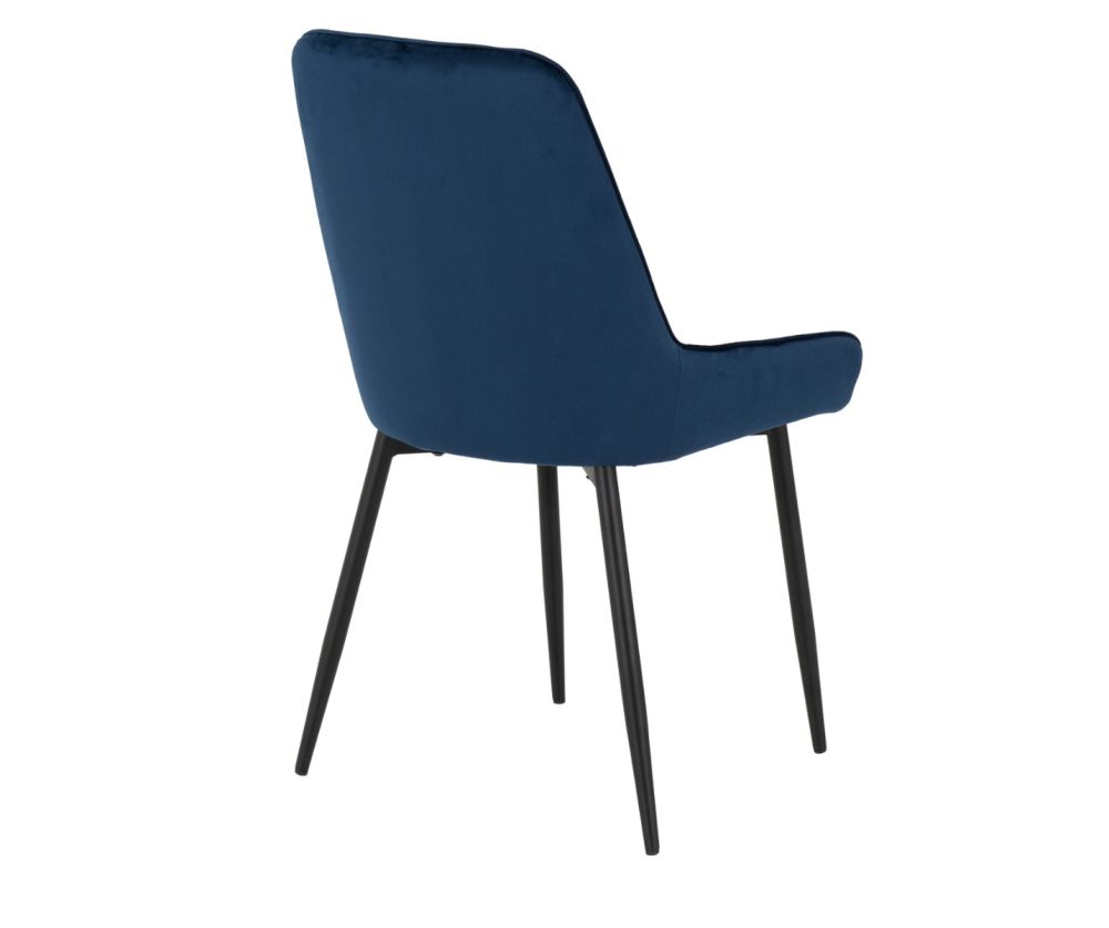 Seconique Furniture Athens Medium Oak Effect Rectangular Dining Set with Avery Chairs – Black & Sapphire Blue Velvet