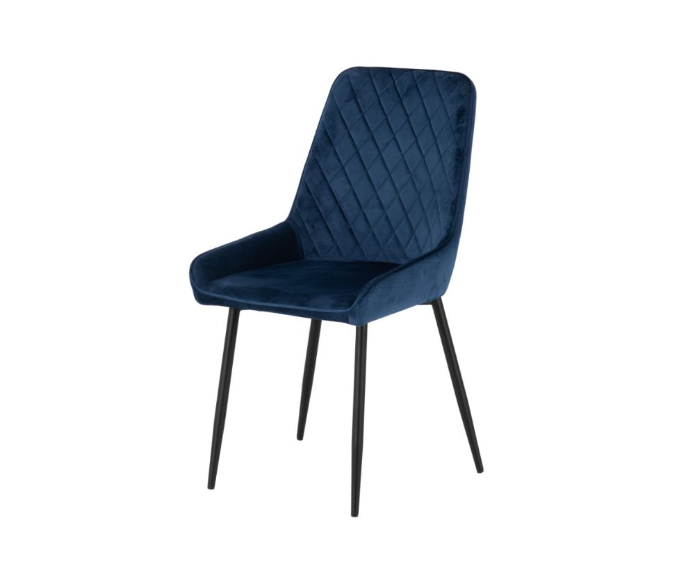  Seconique Furniture Athens Concrete Effect Rectangular Dining Set with Avery Chairs –  Black & Sapphire Blue Velvet