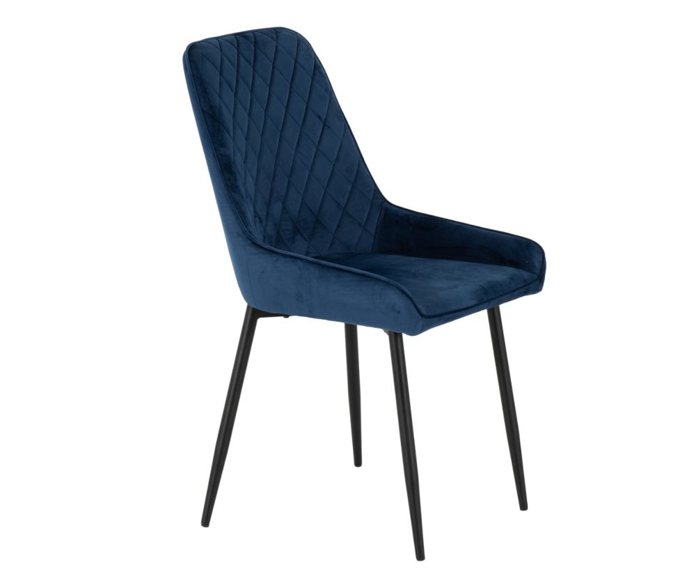  Seconique Furniture Athens Concrete Effect Rectangular Dining Set with Avery Chairs –  Black & Sapphire Blue Velvet