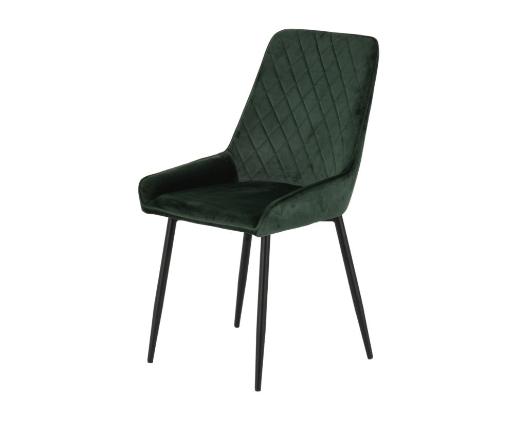 Seconique Furniture Athens Medium Oak Effect Rectangular Dining Set with Avery Chairs –  Black & Emerald Green Velvet